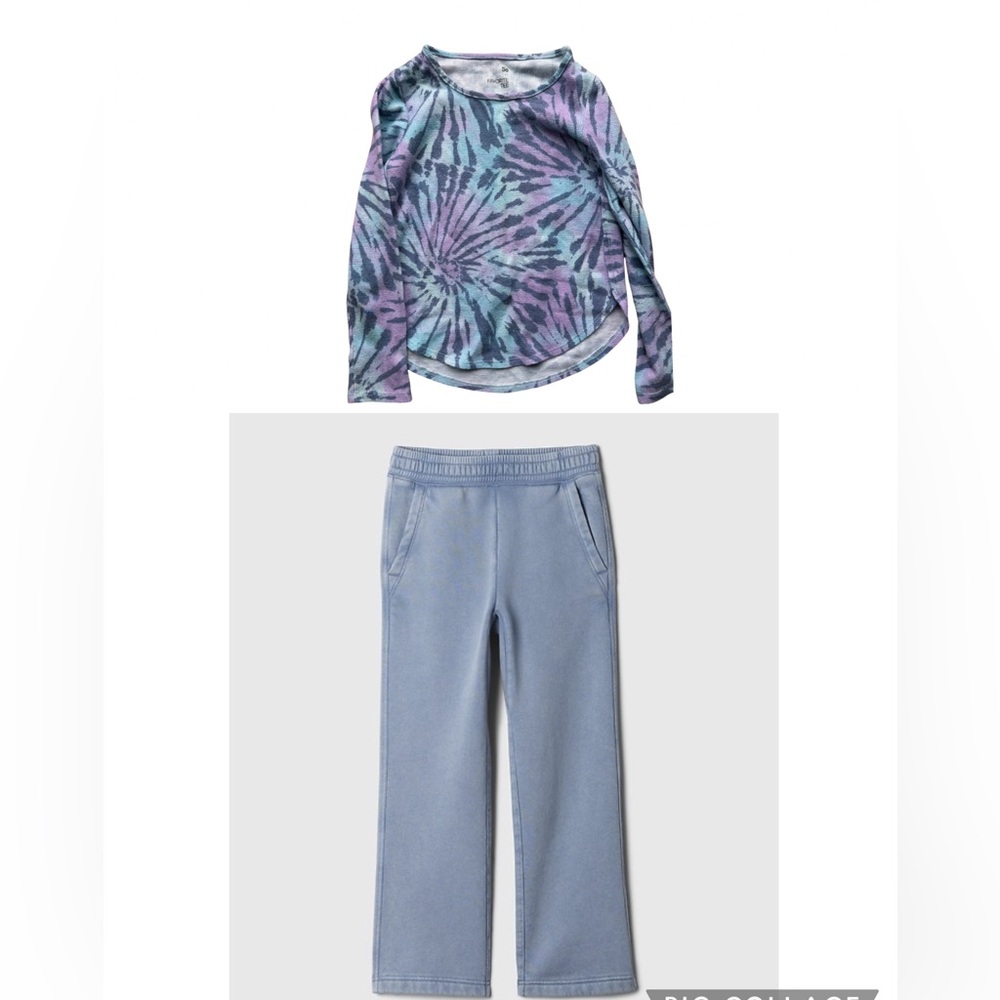 GAP Kids Vintage Soft Washed Relaxed Sweatpants Blue Tie Dyed Shirt Girls Small